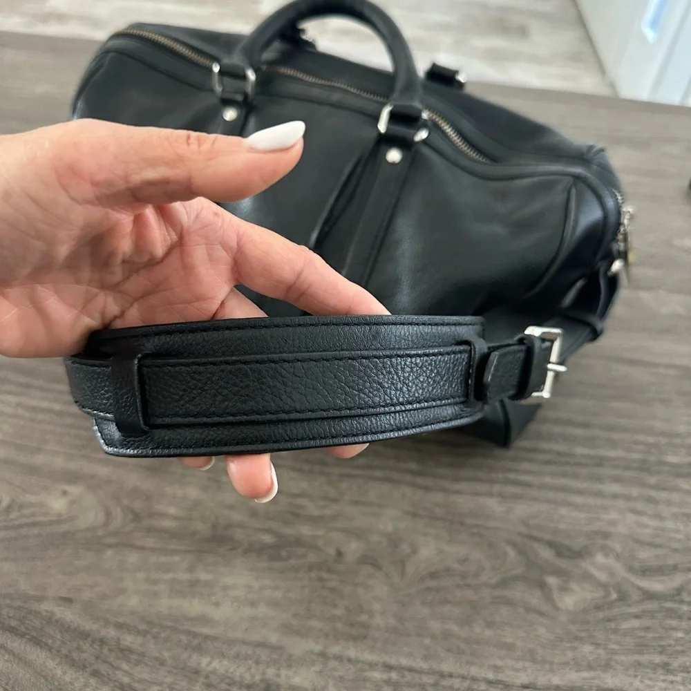 Charles Jourdan Black‎ Leather Duffel Bag